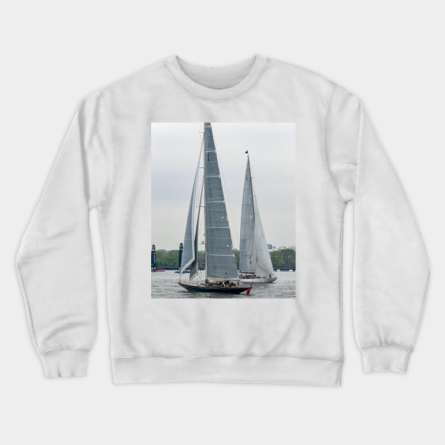 J-Boats in New York Harbor Crewneck Sweatshirt by fparisi753